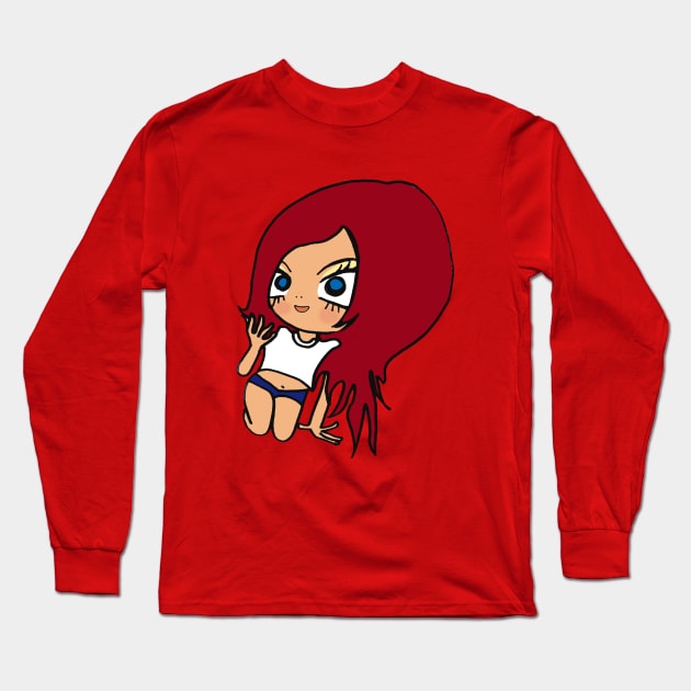 beautiful girl hair red Long Sleeve T-Shirt by tiwkokon